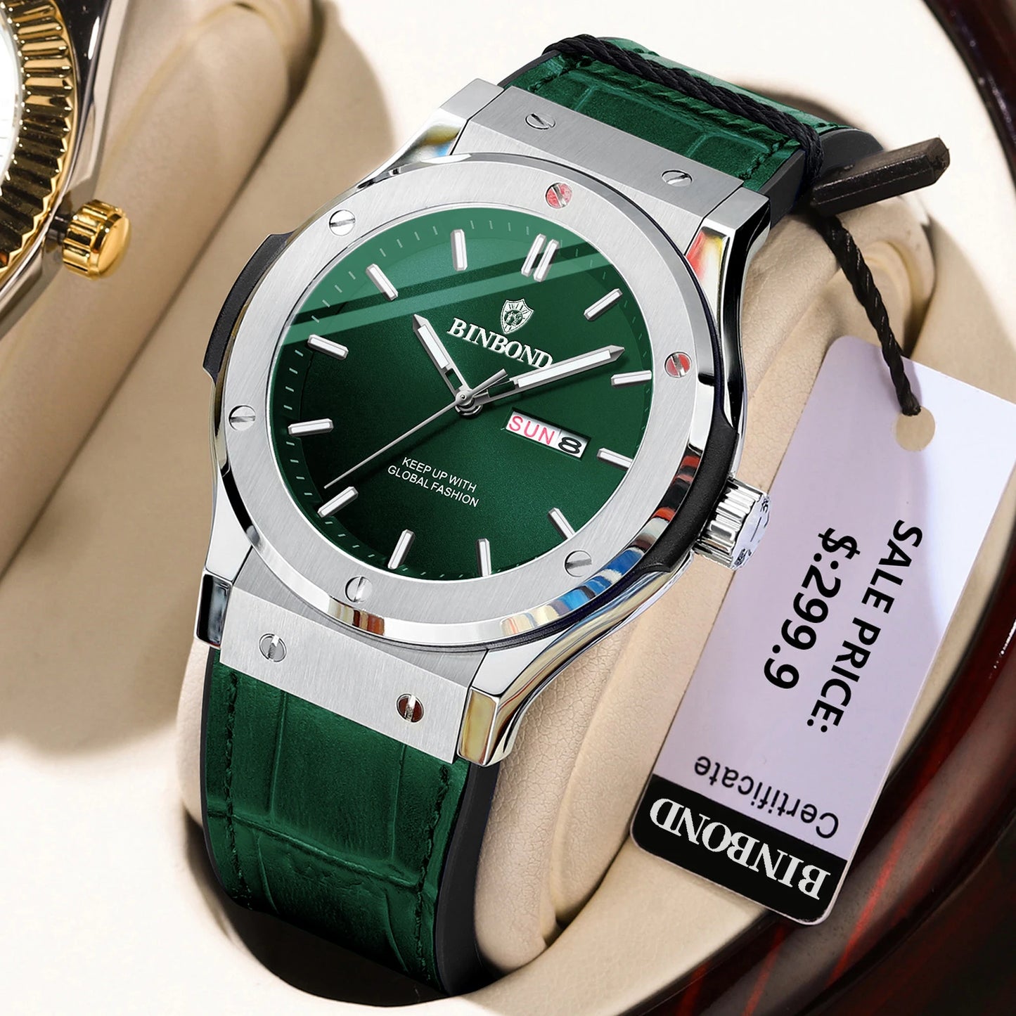 BINBOND Fashion Men's Watches Trend Classic Original Quartz Watch for Man Waterproof Luminous Week Date Wristwatch Silicone New