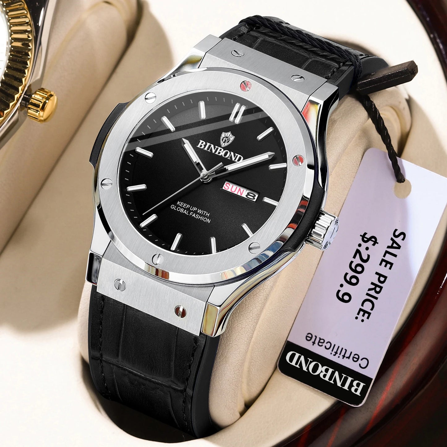BINBOND Fashion Men's Watches Trend Classic Original Quartz Watch for Man Waterproof Luminous Week Date Wristwatch Silicone New