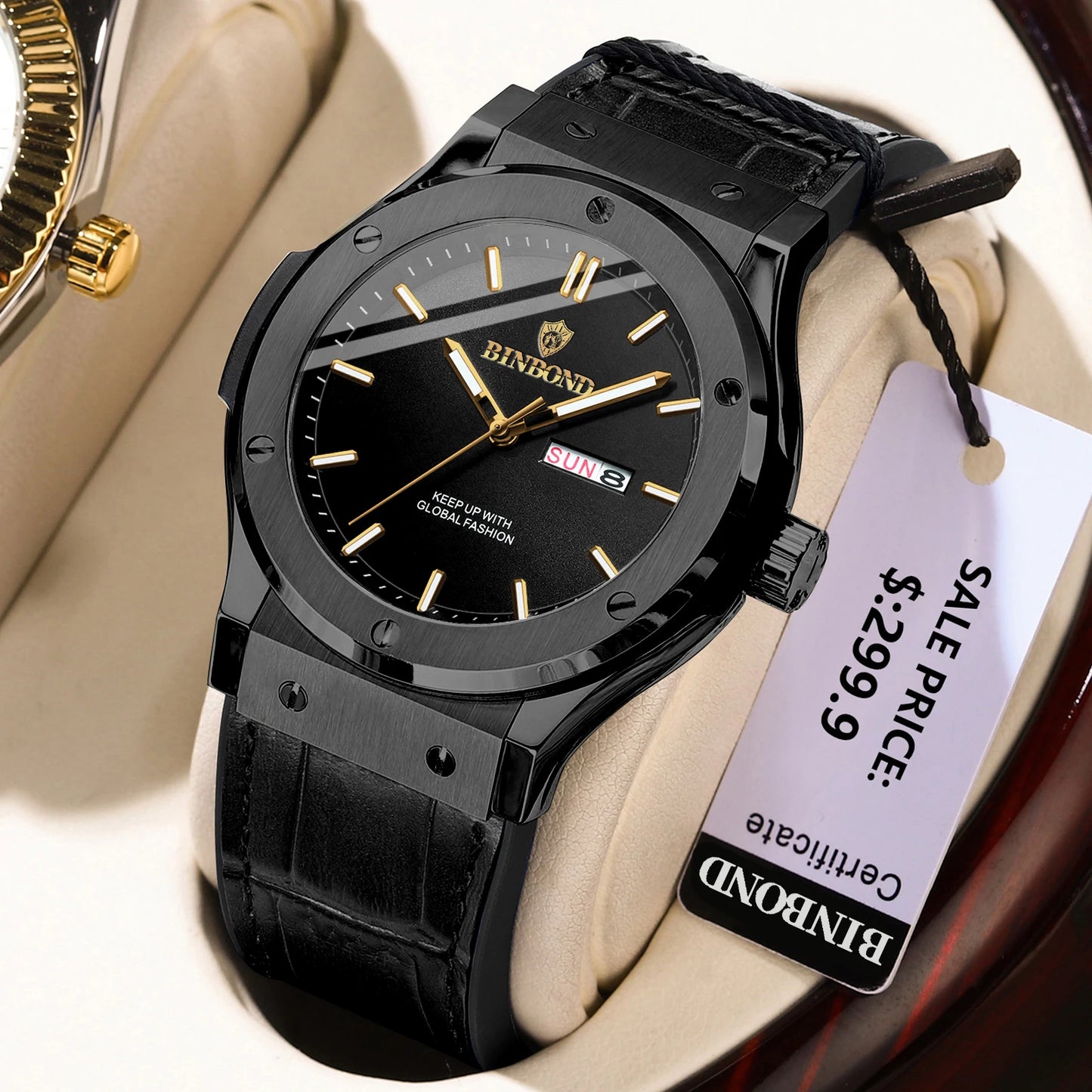 BINBOND Fashion Men's Watches Trend Classic Original Quartz Watch for Man Waterproof Luminous Week Date Wristwatch Silicone New